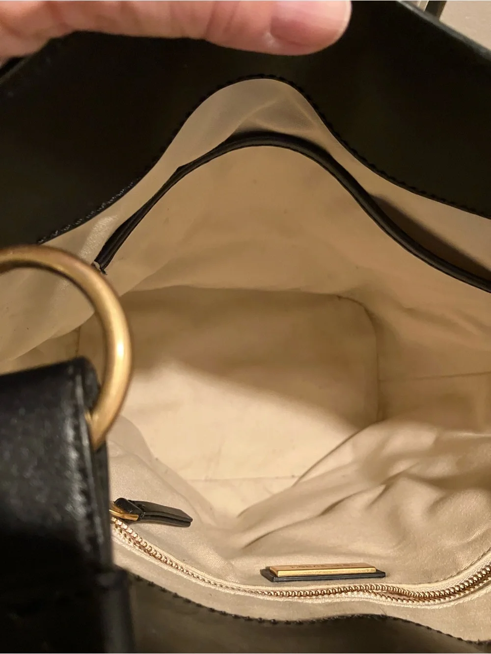 Tory Burch Black Leather Logo Bucket Shoulder Bag